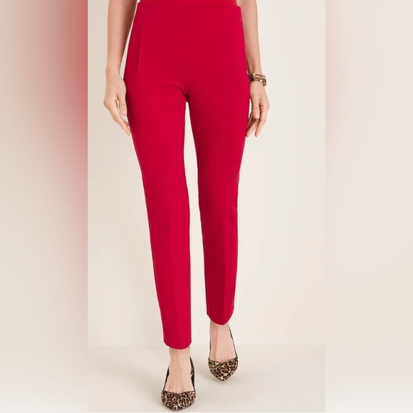 Chicos So Slimming Juliet Side-Vent Ankle Pants Size M Red Stretch Casual Office - Picture 2 of 7